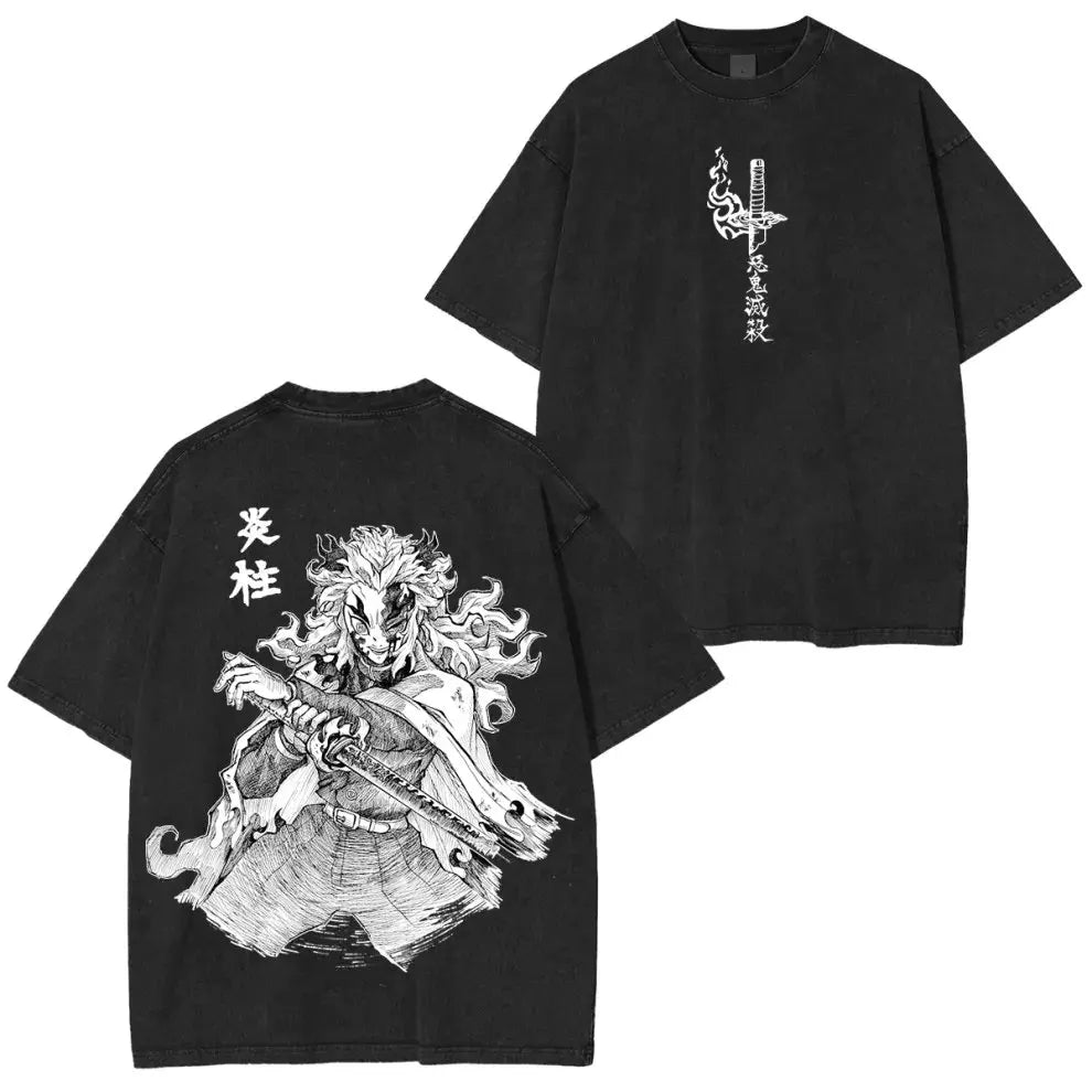 Demon Slayer Vintage Washed T-Shirt — Anime Streetwear