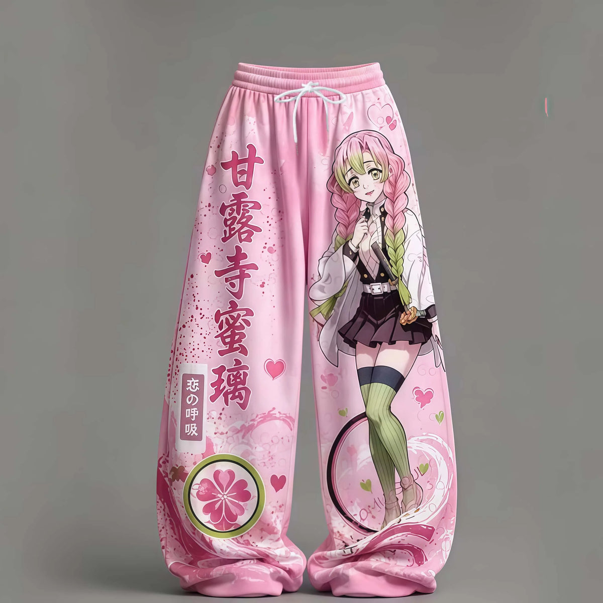 Demon Slayer Wide Leg Pants — Anime Print Casual Streetwear