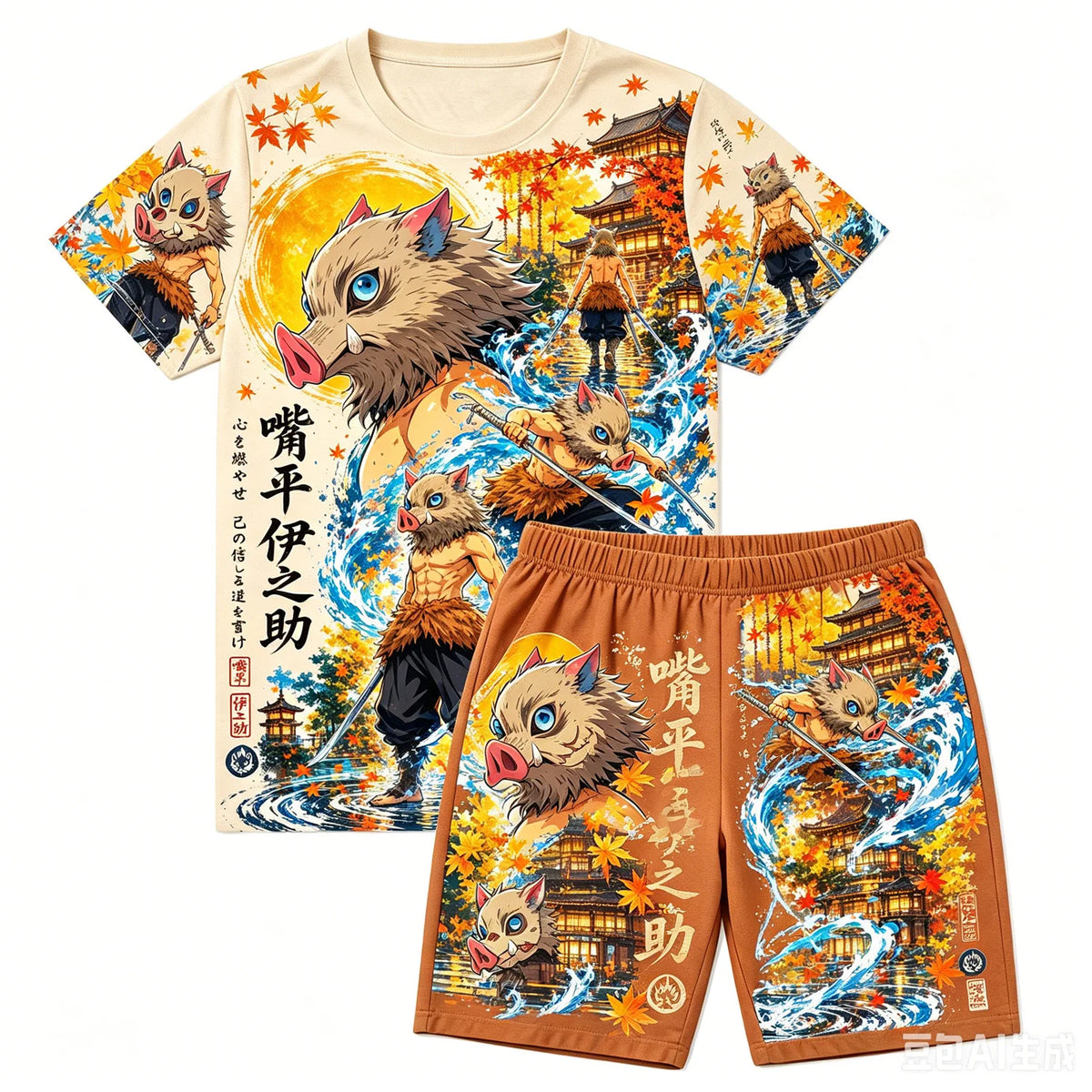 Demon Slayer Doma Red Splatter Loungewear Set — T-Shirt & Shorts