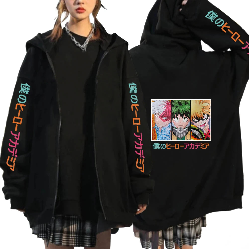 My Hero Academia Graphic Hoodie — Todoroki, Bakugo & Deku
