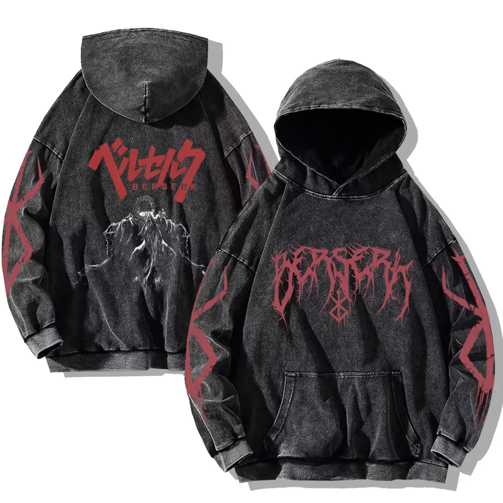 Vintage Anime Washed Hoodie — Oversized Streetwear