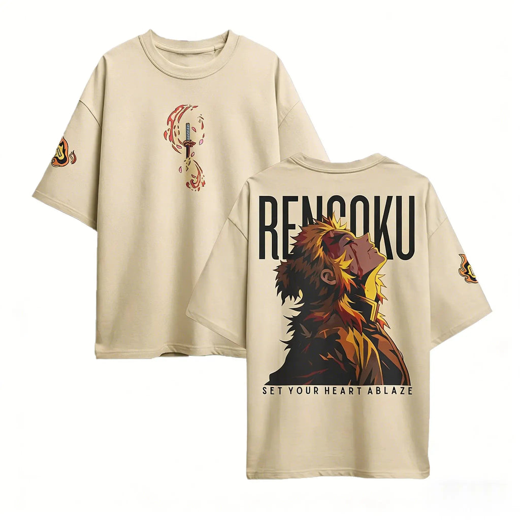 Demon Slayer Rengoku Anime T Shirt Men Women Cotton Short Sleeve 2026 New Summer Casual Graphic Tee Oversize Streetwear Cosplay