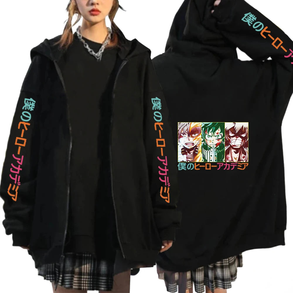My Hero Academia Graphic Hoodie — Todoroki, Bakugo & Deku