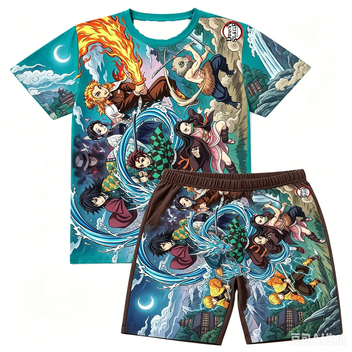 Demon Slayer Doma Red Splatter Loungewear Set — T-Shirt & Shorts