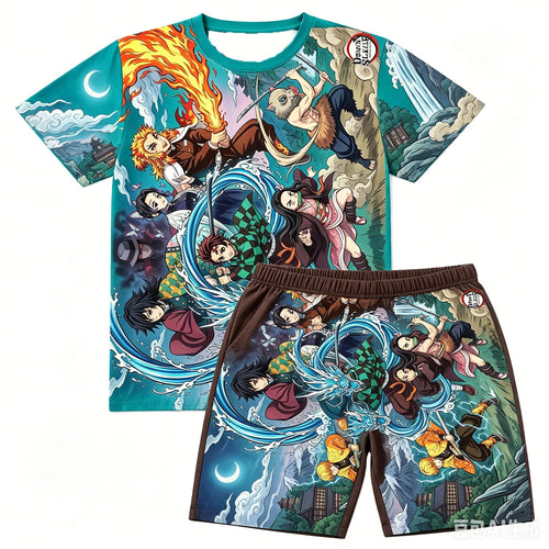 Demon Slayer Doma Red Splatter Loungewear Set — T-Shirt & Shorts