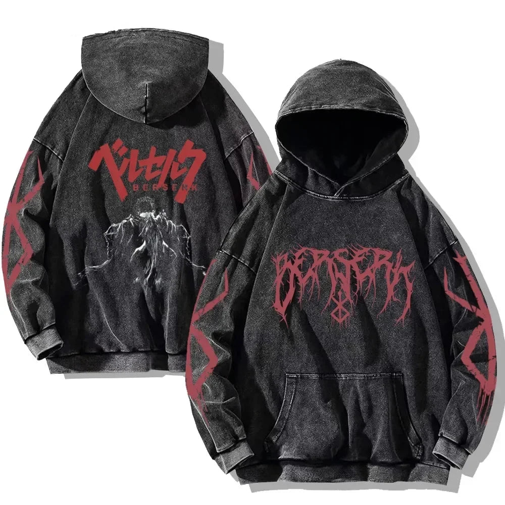 Vintage Anime Washed Hoodie — Oversized Streetwear