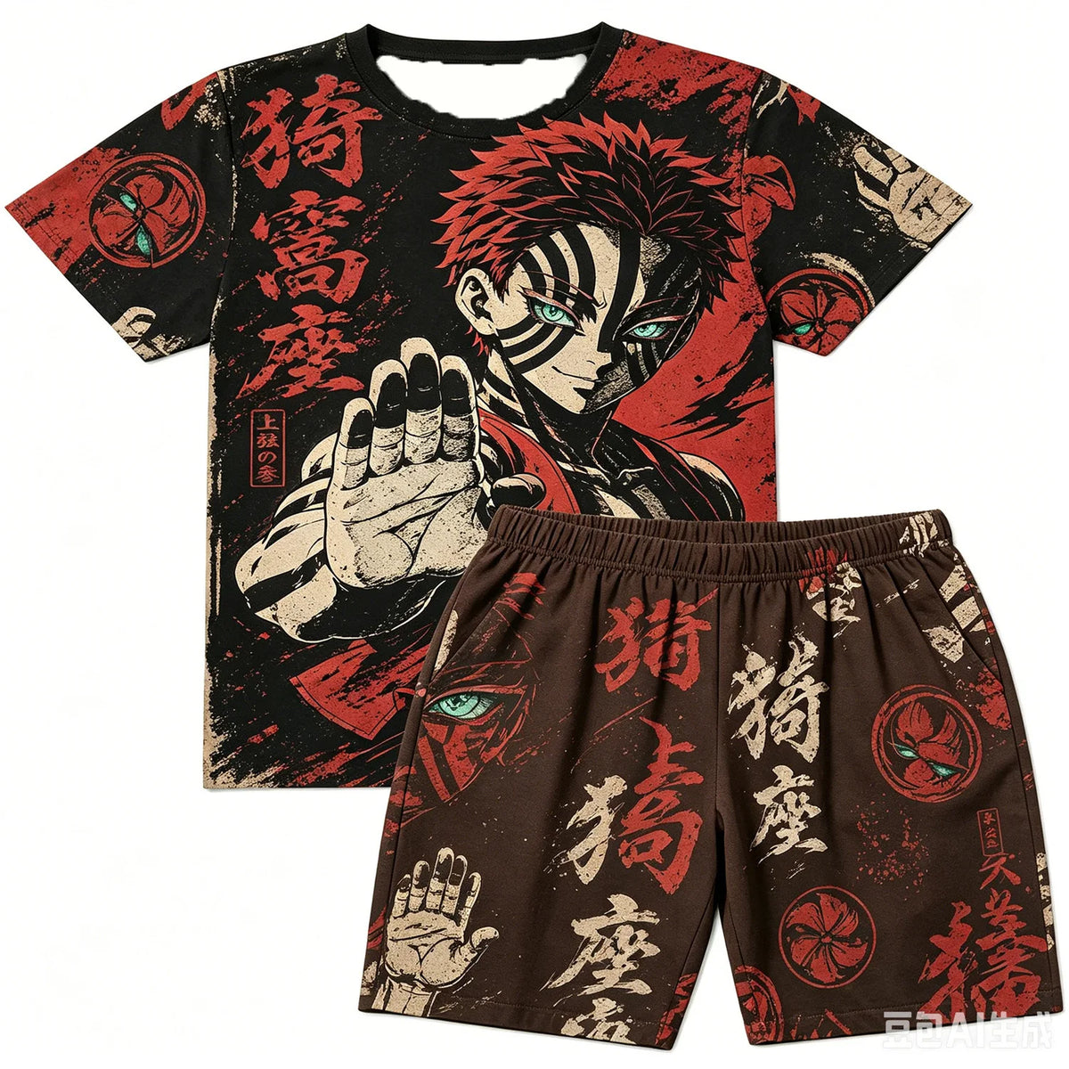 Demon Slayer Doma Red Splatter Loungewear Set — T-Shirt & Shorts
