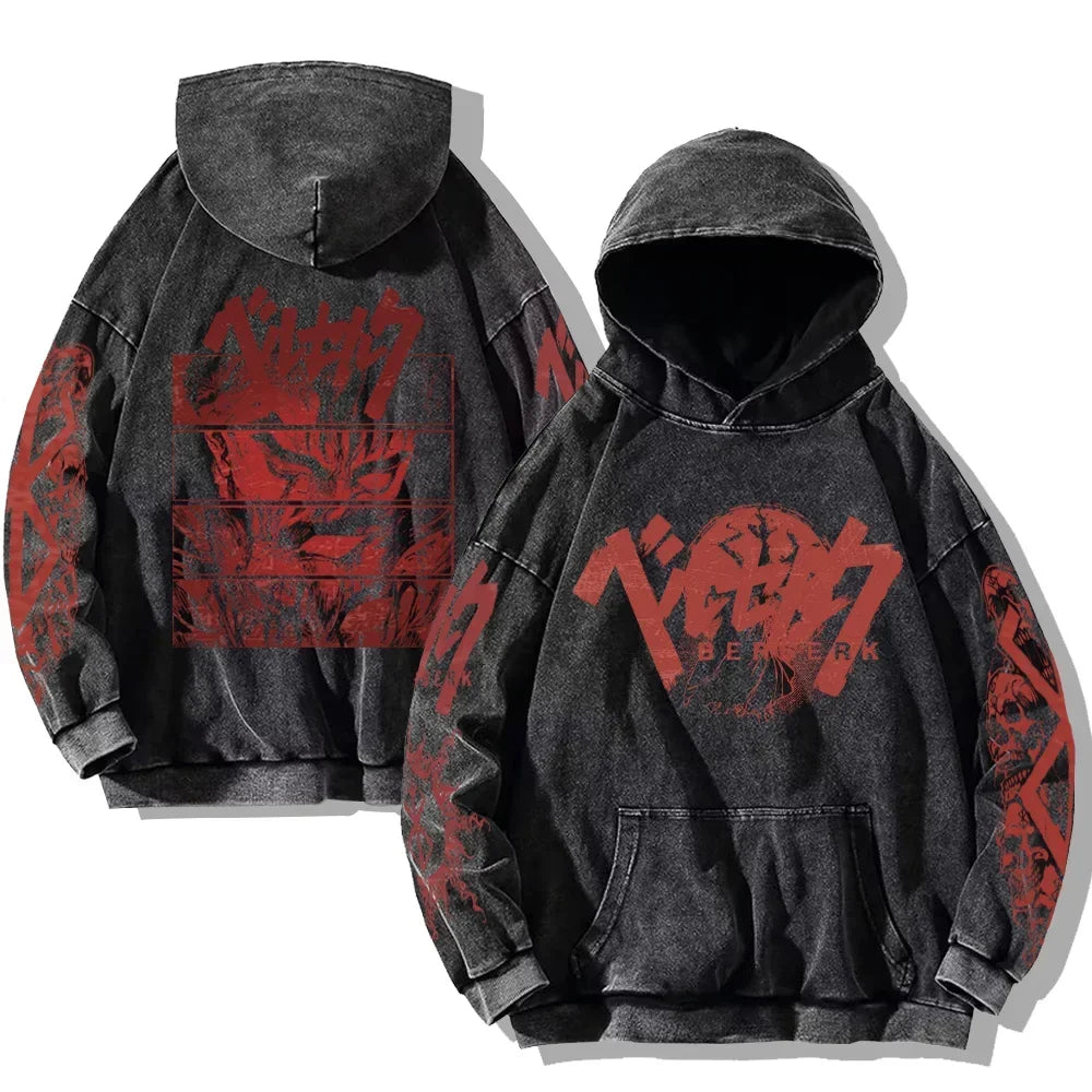 Vintage Anime Washed Hoodie — Oversized Streetwear