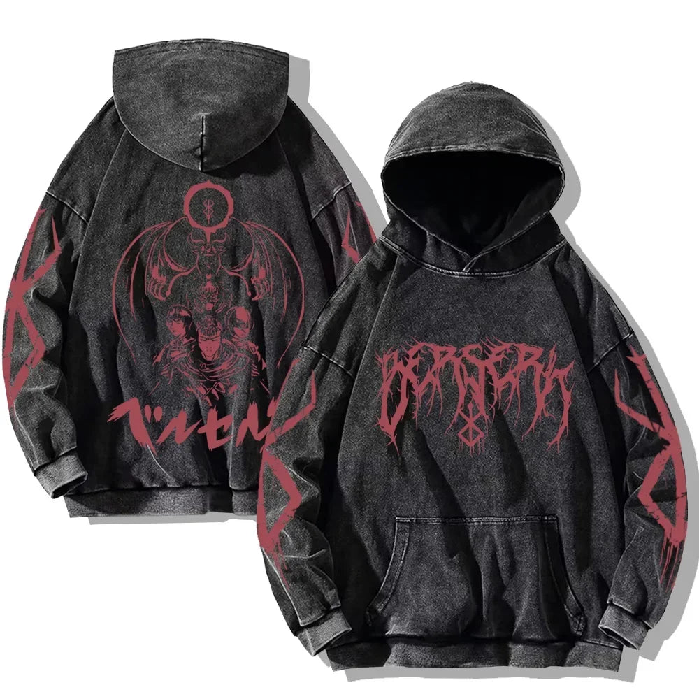 Vintage Anime Washed Hoodie — Oversized Streetwear