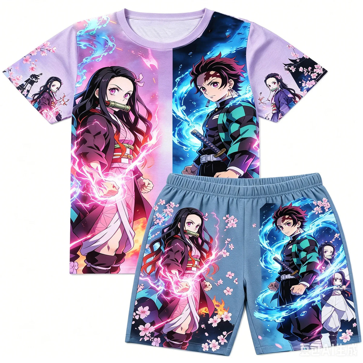Demon Slayer Doma Red Splatter Loungewear Set — T-Shirt & Shorts
