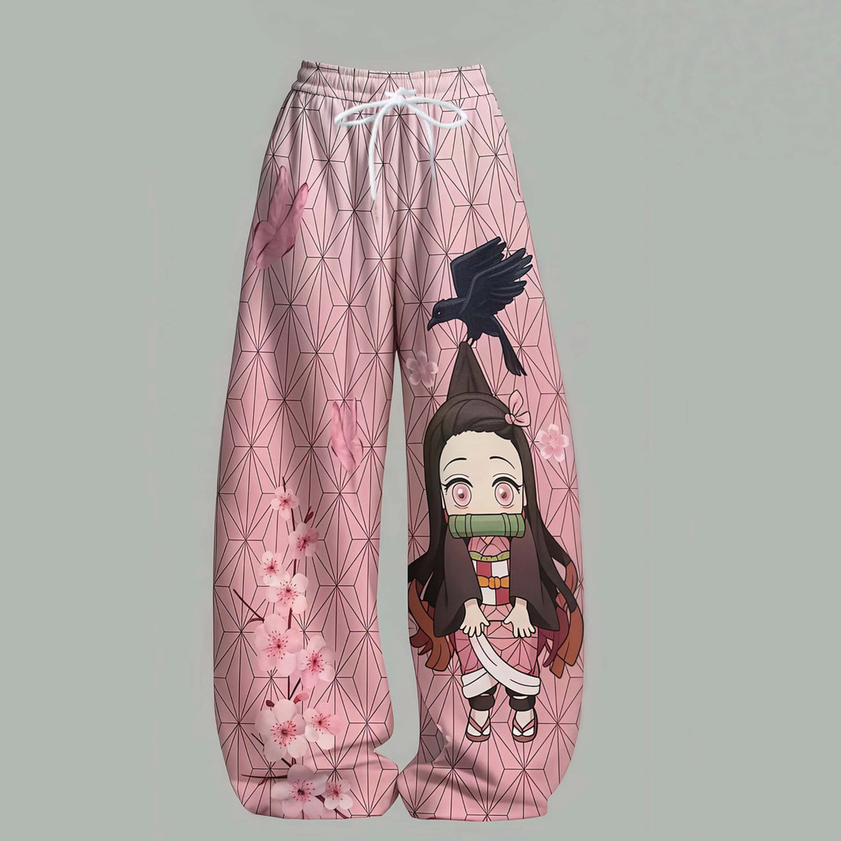 Demon Slayer Wide Leg Pants — Anime Print Casual Streetwear