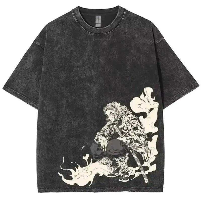 Demon Slayer Graphic Washed T-Shirt — Summer Streetwear 2026