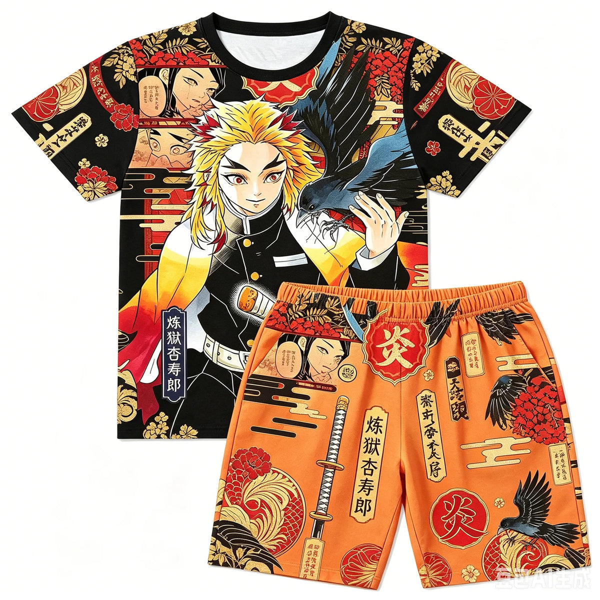 Demon Slayer Doma Red Splatter Loungewear Set — T-Shirt & Shorts