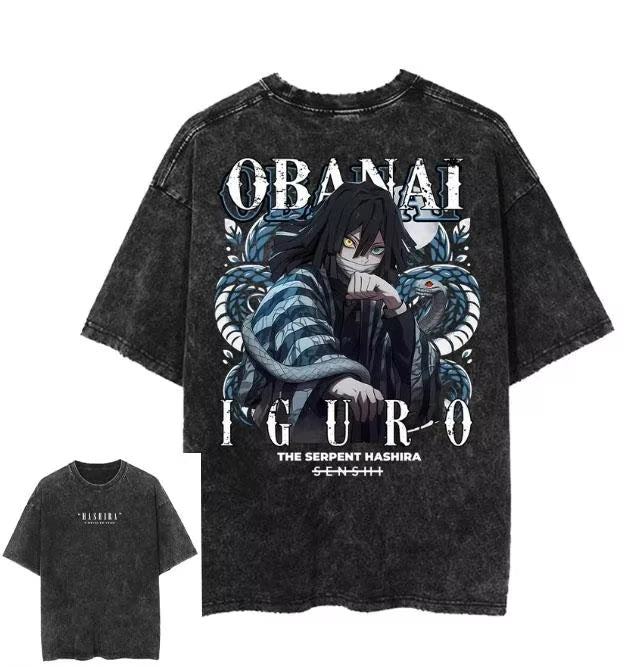 Demon Slayer Iguro Obanai Vintage Washed T-Shirt — Streetwear