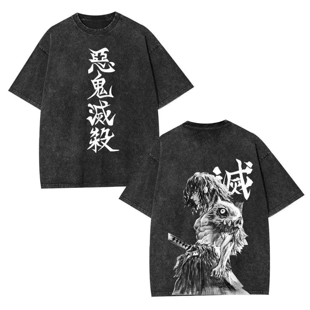 Demon Slayer Vintage Washed T-Shirt — Anime Streetwear