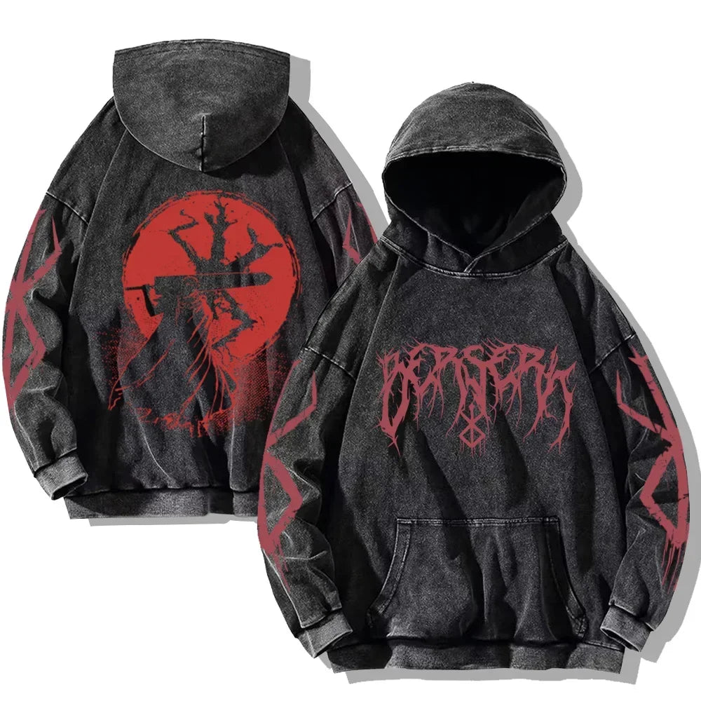 Vintage Anime Washed Hoodie — Oversized Streetwear